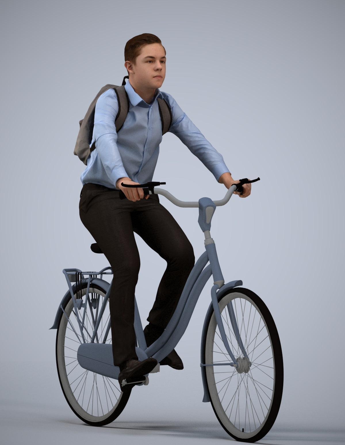 realistic 3D human boy business cycling, archviz people FBX OBJ for Blender