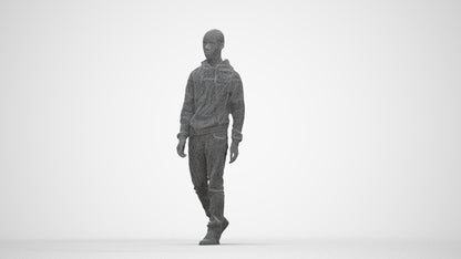 3D scanned boy kids casual, photorealistic archviz people for Enscape and SketchUp, wireframe back view