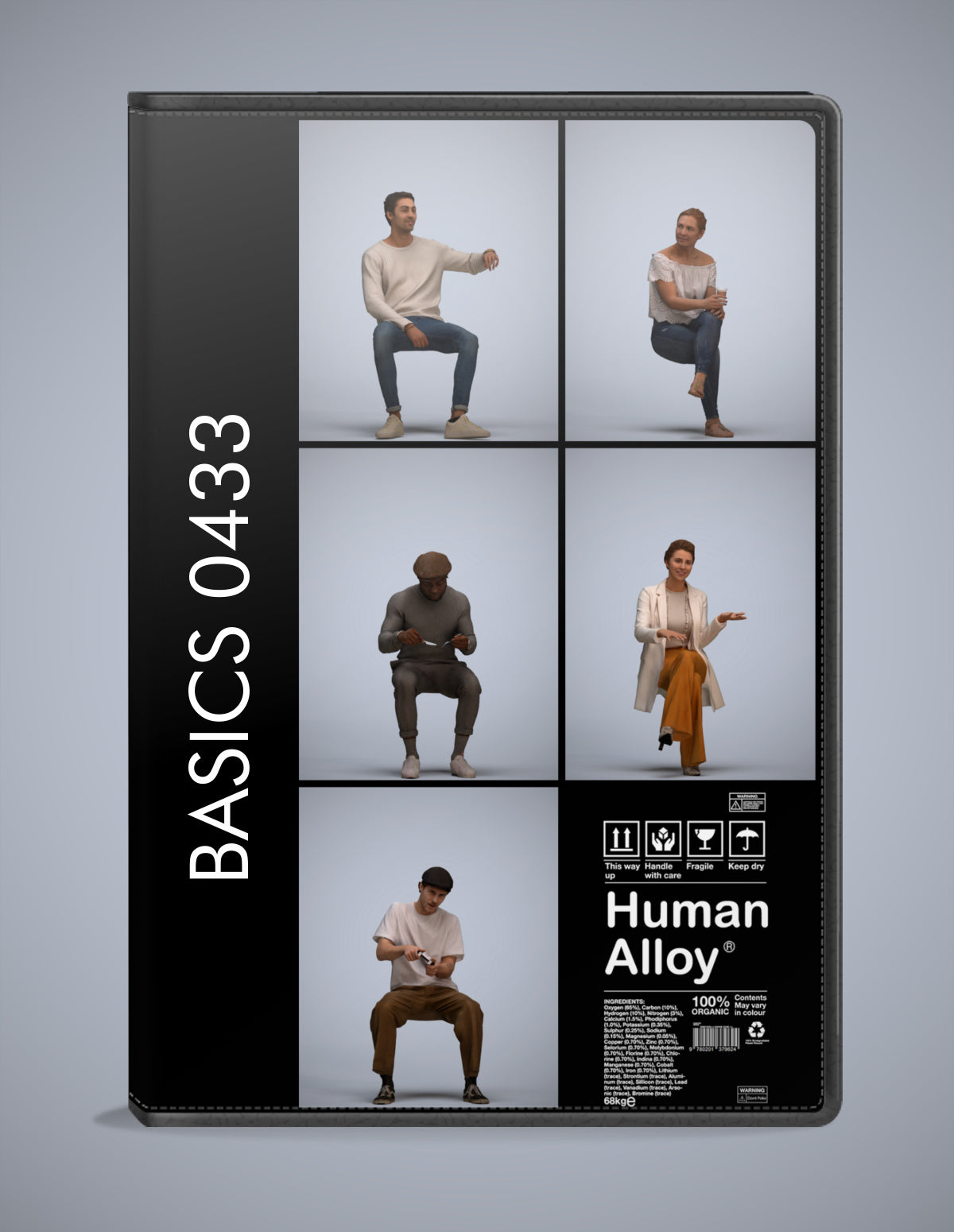 realistic 3D humans sitting pack, 5 archviz people FBX OBJ for Blender