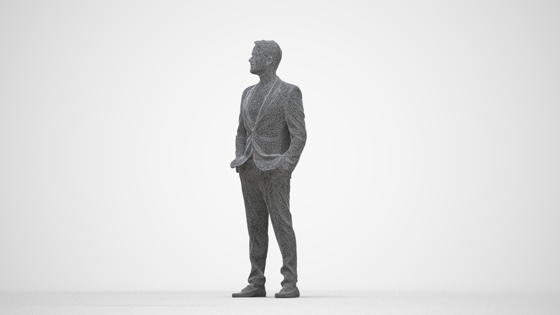 photogrammetry 3D man formal formalaffairs, realistic human model archviz FBX, wireframe back view