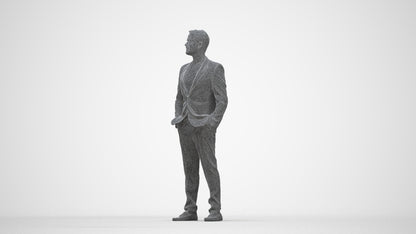 photogrammetry 3D man formal formalaffairs, realistic human model archviz FBX, wireframe back view
