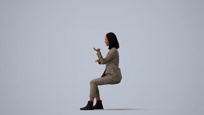 realistic 3D woman business, scanned archviz people for Blender and 3ds Max, three-quarter view render