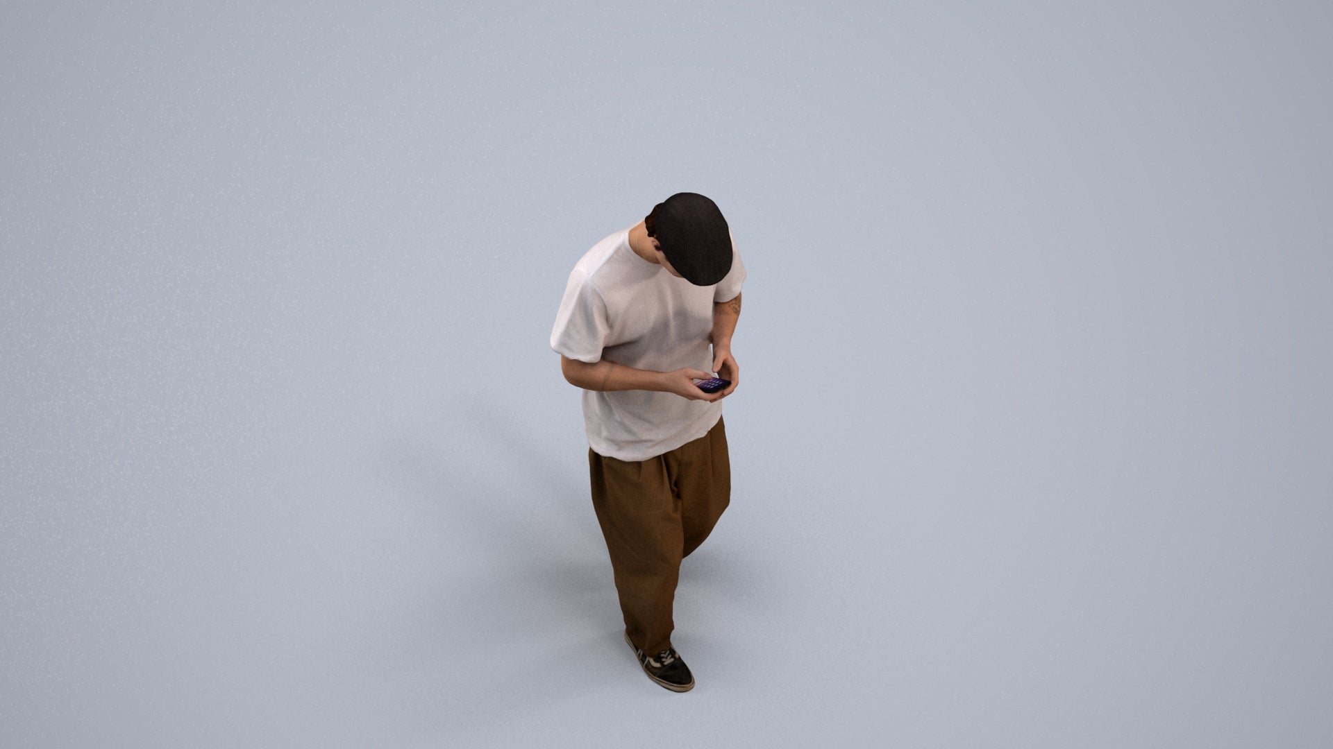 photogrammetry 3D man casual walking, realistic human model archviz FBX, back view render