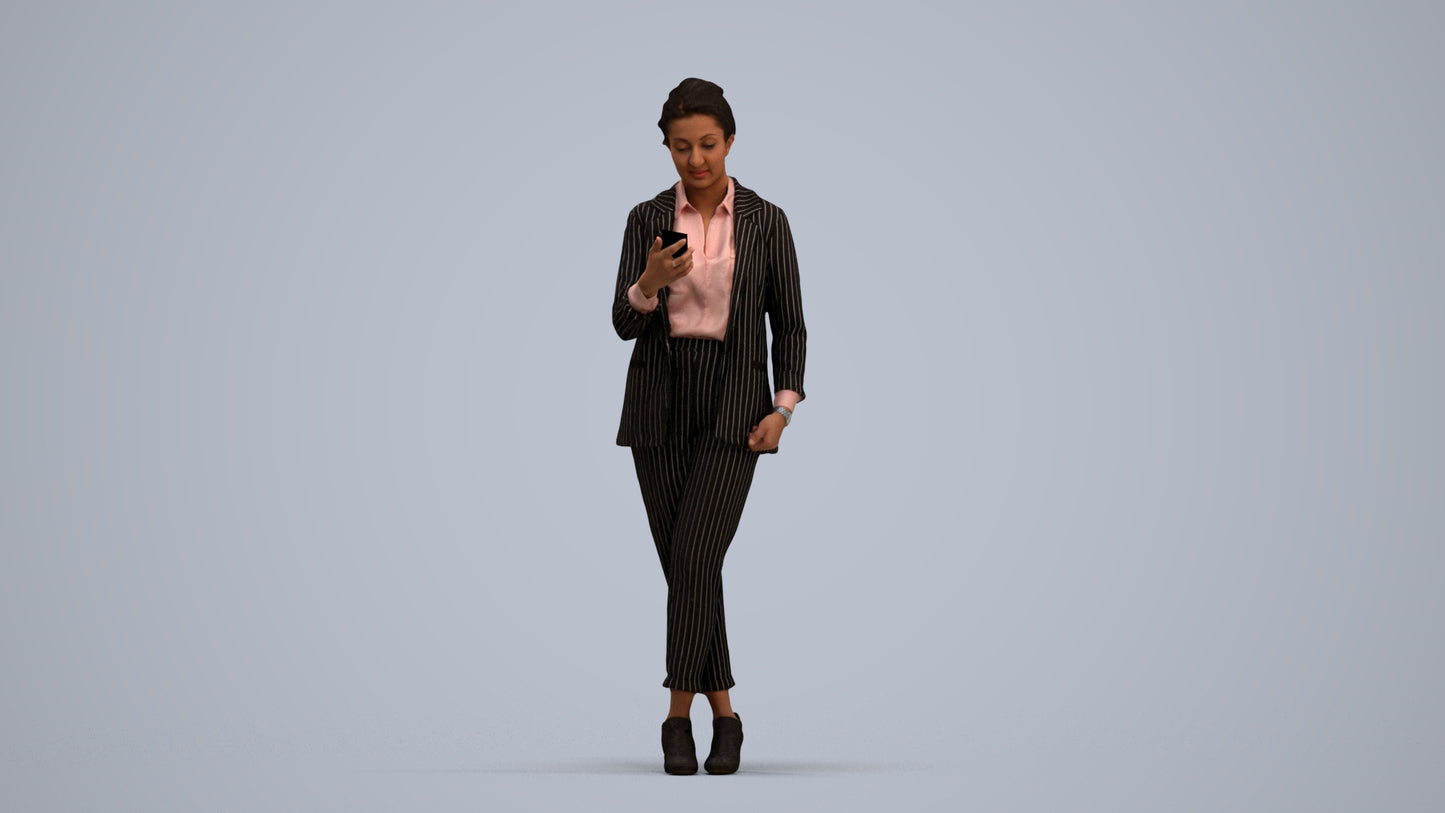 3D human model woman business, photogrammetry scanned person for archviz, standing pose render