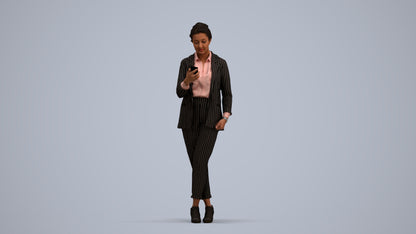 3D human model woman business, photogrammetry scanned person for archviz, standing pose render