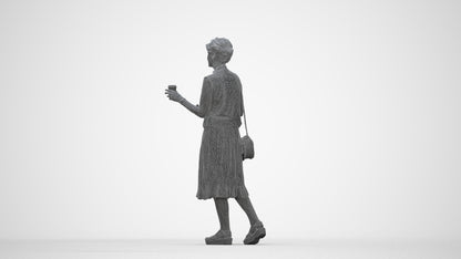 photogrammetry 3D woman casual standing, realistic human model archviz FBX, wireframe back view