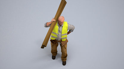 3D scanned senior man walking, photorealistic archviz people for Enscape and SketchUp, back view render