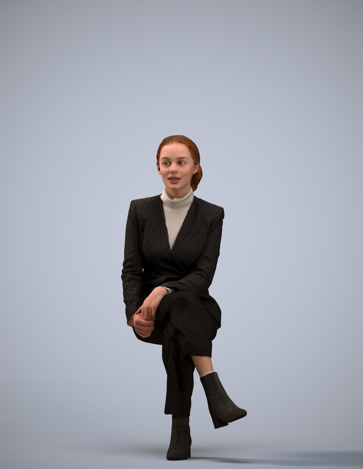 3D human model woman business, photogrammetry scanned person for archviz