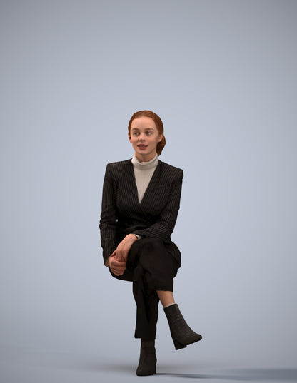 3D human model woman business, photogrammetry scanned person for archviz