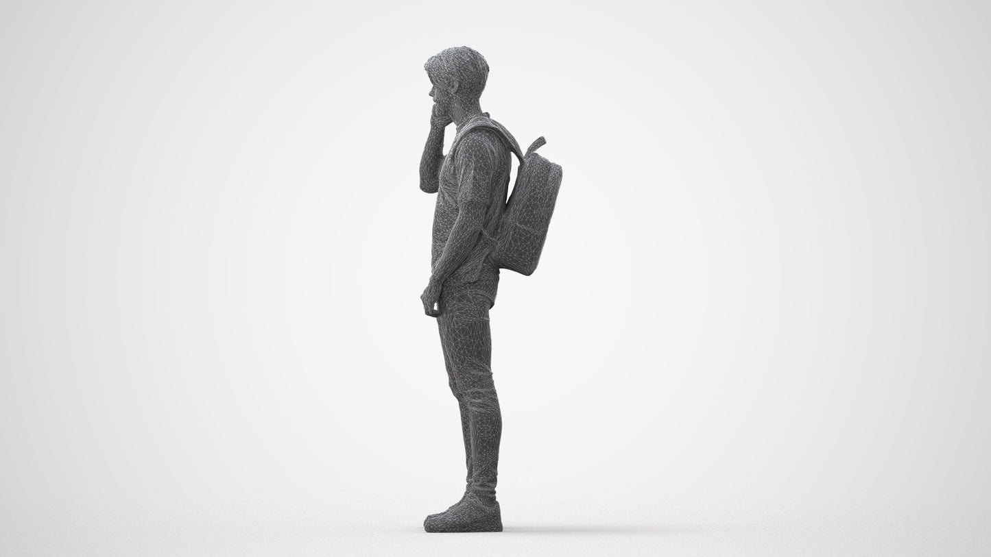 3D scanned man standing casual, photorealistic archviz people for Enscape and SketchUp, square thumbnail