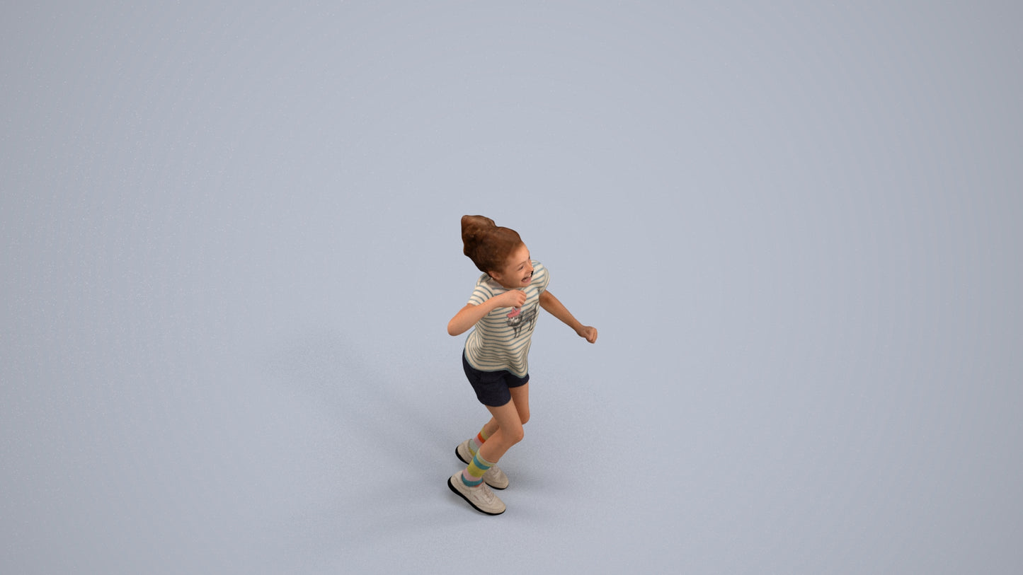 photogrammetry 3D girl casual kids, realistic human model archviz FBX, back view render