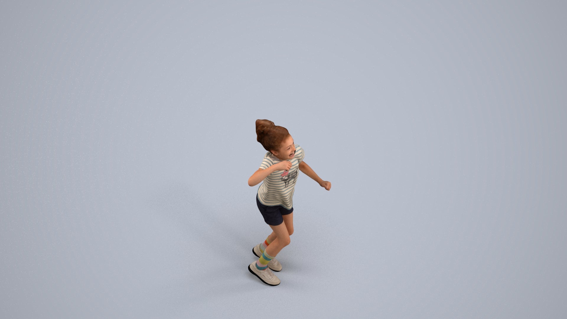 photogrammetry 3D girl casual kids, realistic human model archviz FBX, back view render