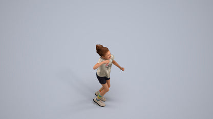 photogrammetry 3D girl casual kids, realistic human model archviz FBX, back view render