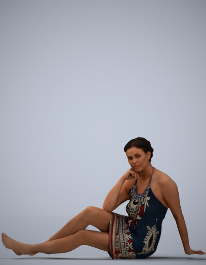 realistic 3D human woman pool, archviz people FBX OBJ for Blender