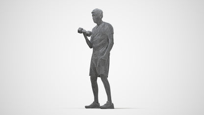 photogrammetry 3D man sport, realistic human model archviz FBX, wireframe back view