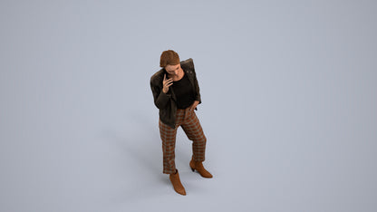 3D scanned woman standing business, photorealistic archviz people for Enscape and SketchUp, back view render