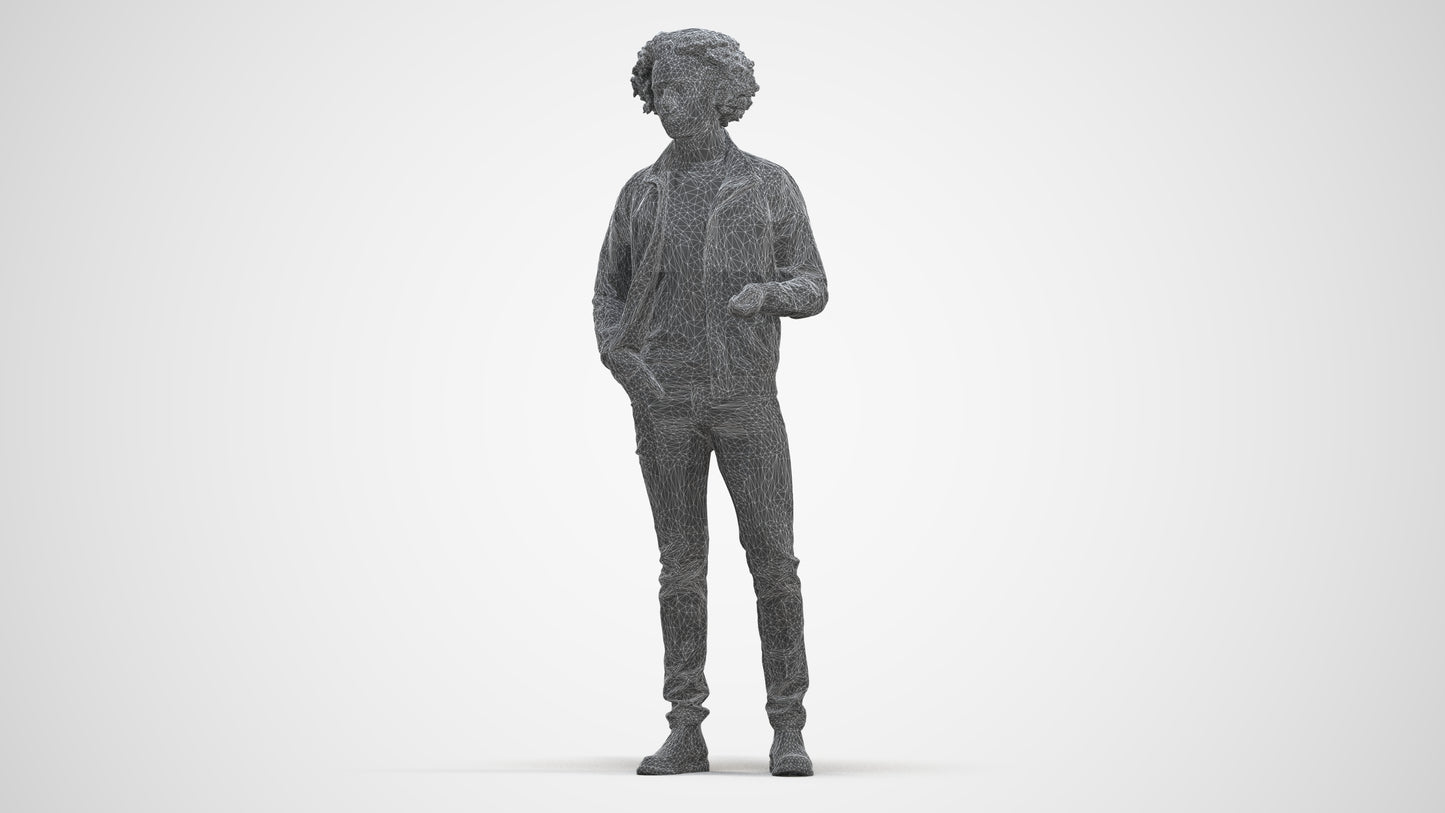 realistic 3D people man casual standing, render-ready for V-Ray and Corona, FBX OBJ, three-quarter front view render