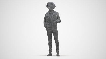 realistic 3D people man casual standing, render-ready for V-Ray and Corona, FBX OBJ, three-quarter front view render