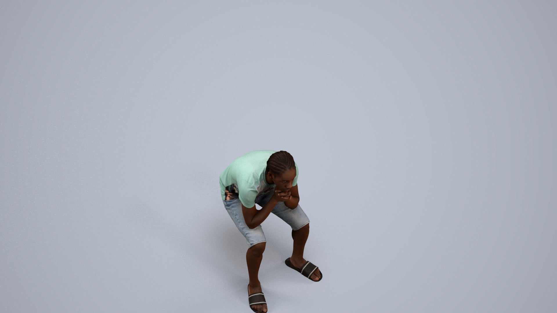 3D human model boy casual kids, photogrammetry scanned person for archviz, back view render