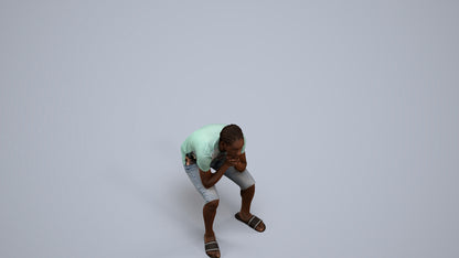 3D human model boy casual kids, photogrammetry scanned person for archviz, back view render