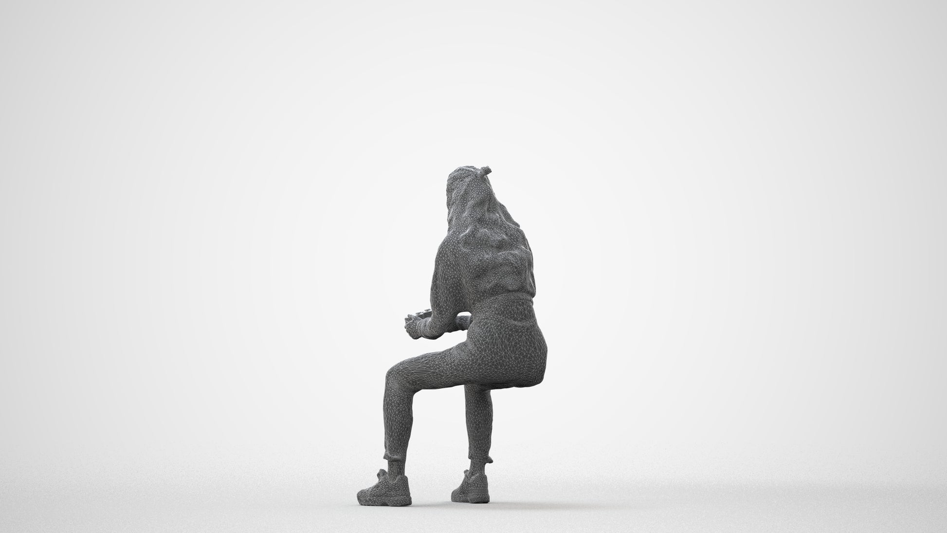 3D scanned woman sitting, photorealistic archviz people for Enscape and SketchUp, square thumbnail