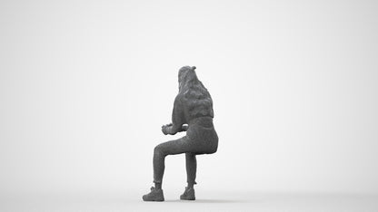 3D scanned woman sitting, photorealistic archviz people for Enscape and SketchUp, square thumbnail