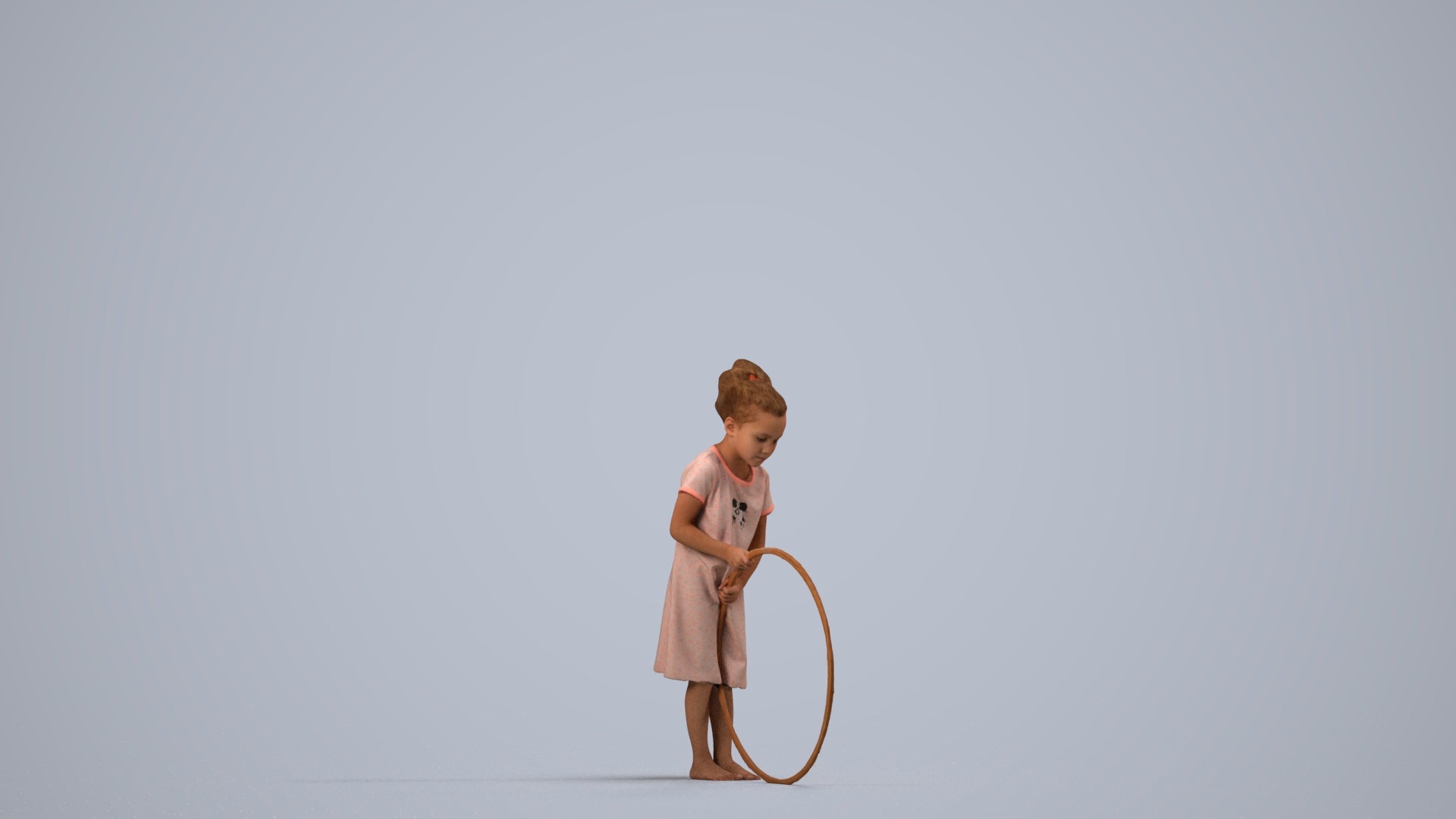 realistic 3D girl casual kids, scanned archviz people for Blender and 3ds Max, side view render