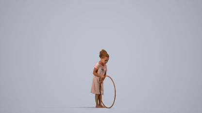 realistic 3D girl casual kids, scanned archviz people for Blender and 3ds Max, side view render