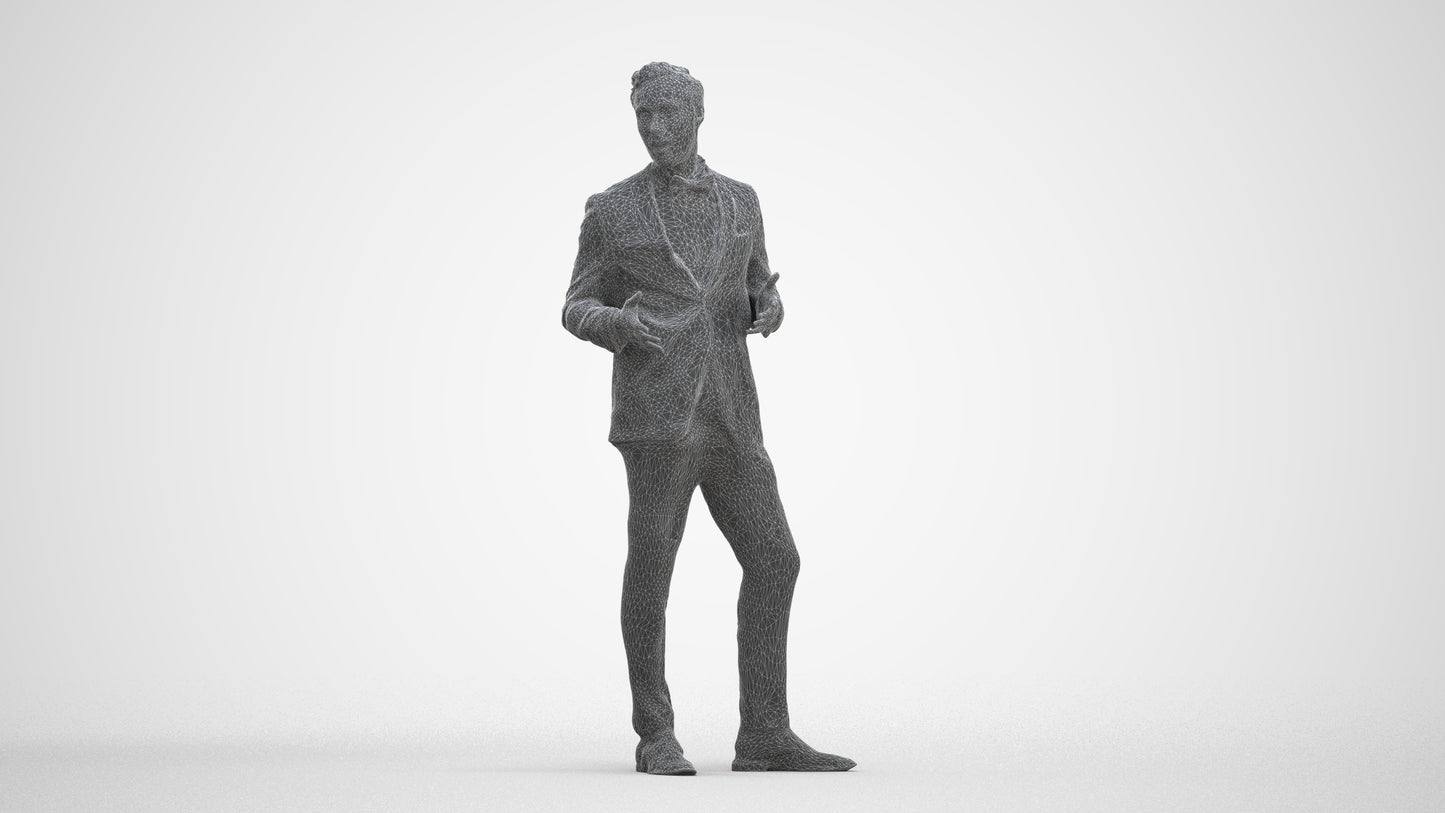 3D people model man formal formalaffairs, scanned human for 3ds Max rendering, three-quarter front view render