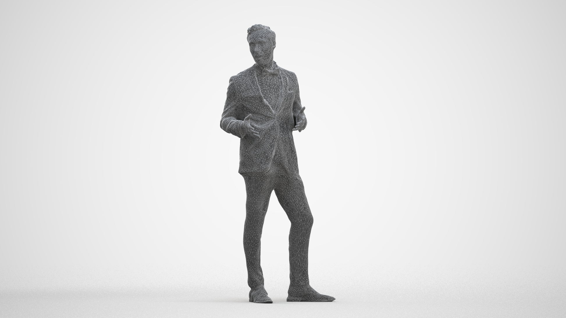 3D people model man formal formalaffairs, scanned human for 3ds Max rendering, three-quarter front view render