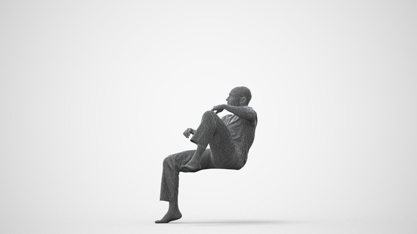 3D people model man casual bathroom, scanned human for 3ds Max rendering, square thumbnail