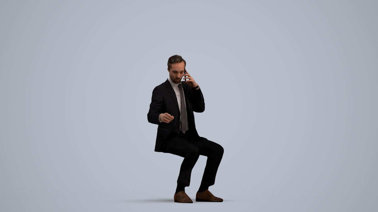 3D scanned man business formal, photorealistic archviz people for Enscape and SketchUp, standing pose render