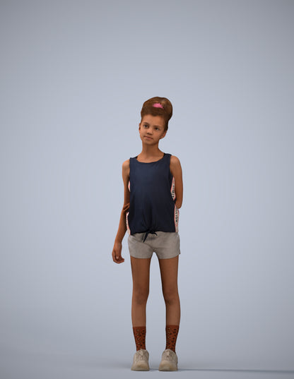 3D human model girl sport kids, photogrammetry scanned person for archviz
