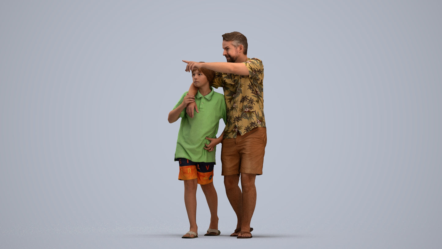 photogrammetry 3D boy kids, realistic human model archviz FBX, standing pose render
