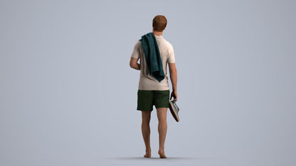 realistic 3D people man casual pool, render-ready for V-Ray and Corona, FBX OBJ, front view render