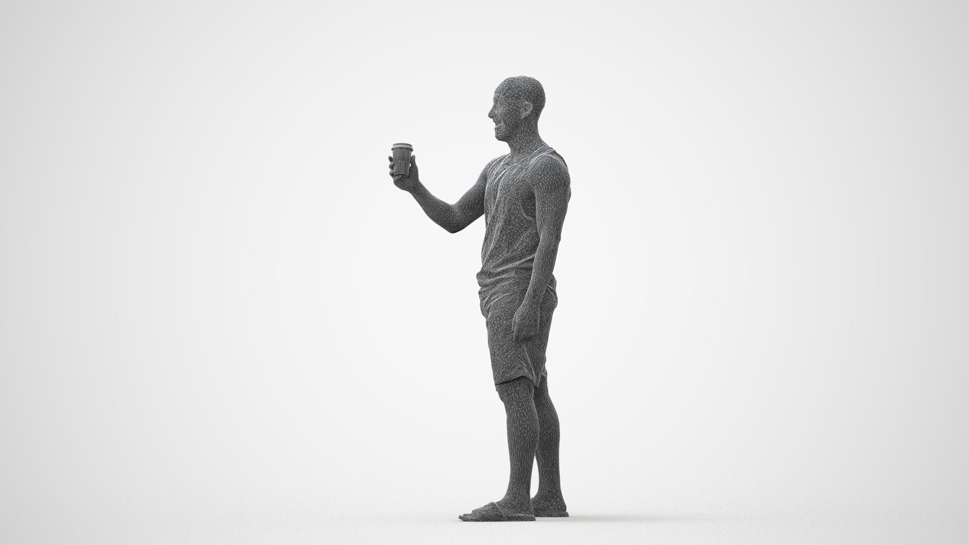 realistic 3D man standing, scanned archviz people for Blender and 3ds Max, square thumbnail