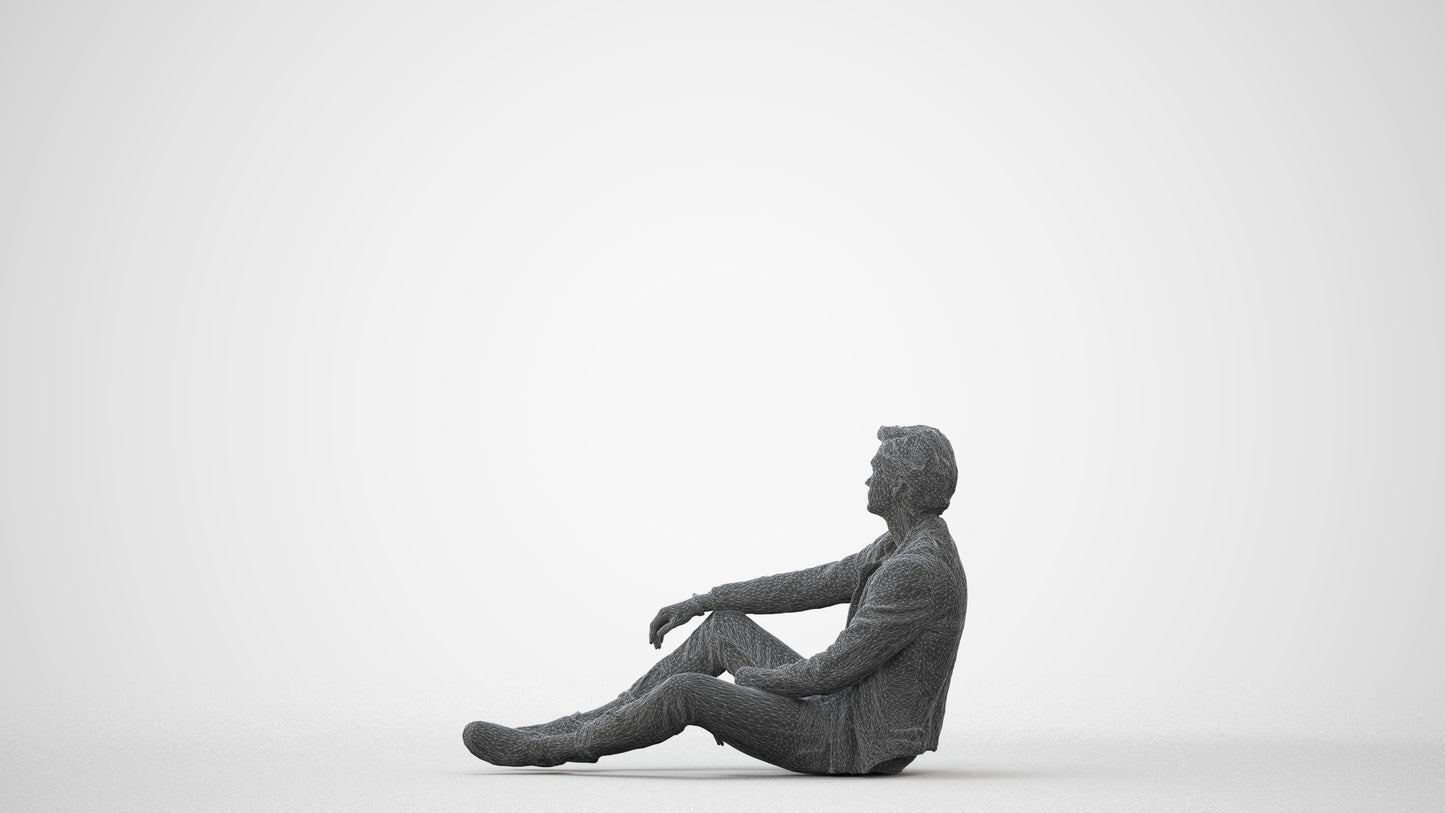 realistic 3D people man casual sitting, render-ready for V-Ray and Corona, FBX OBJ, square thumbnail