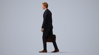 3D human model man business, photogrammetry scanned person for archviz, three-quarter view render