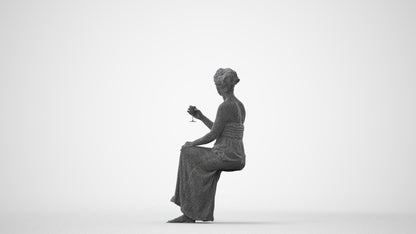 photogrammetry 3D woman casual sitting, realistic human model archviz FBX, square thumbnail