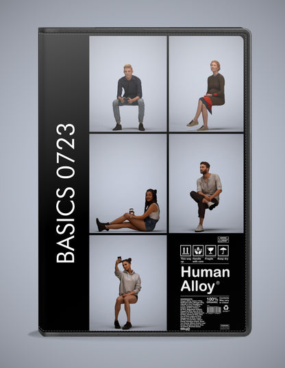 3D people models sitting bundle, 5 scanned humans for 3ds Max rendering