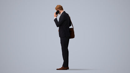 3D human model man business, photogrammetry scanned person for archviz, three-quarter view render