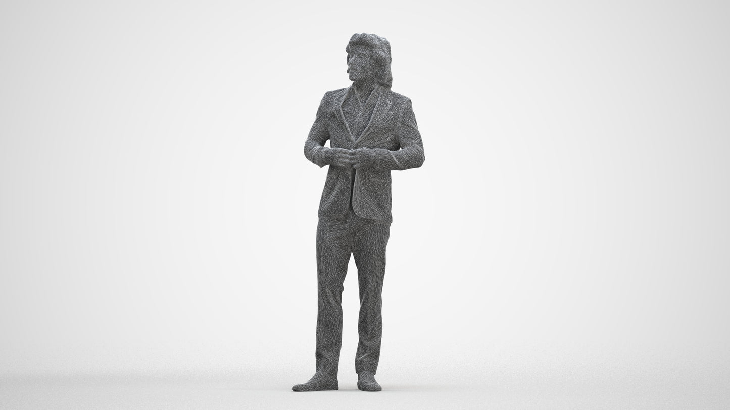photogrammetry 3D man business, realistic human model archviz FBX, three-quarter front view render