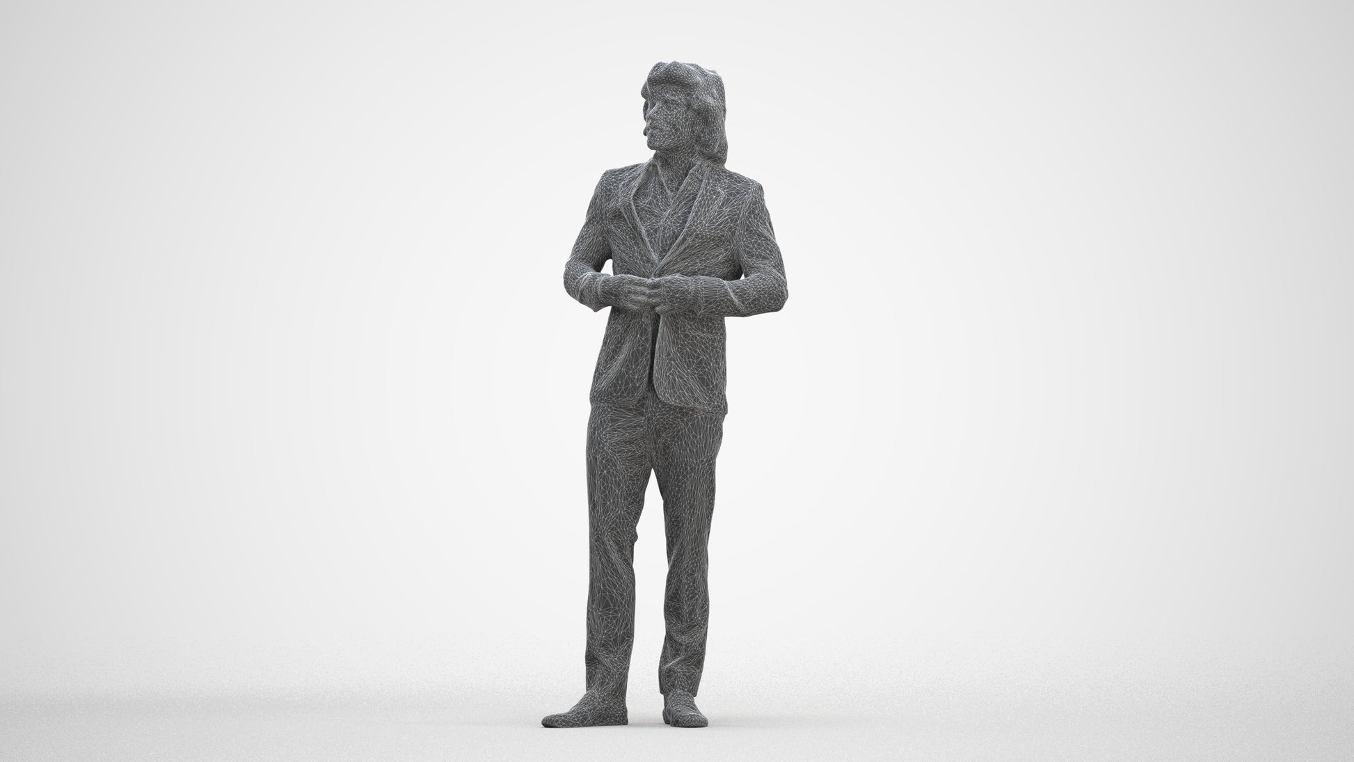 photogrammetry 3D man business, realistic human model archviz FBX, three-quarter front view render