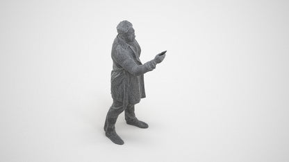 photogrammetry 3D man casual standing, realistic human model archviz FBX, wireframe three-quarter view