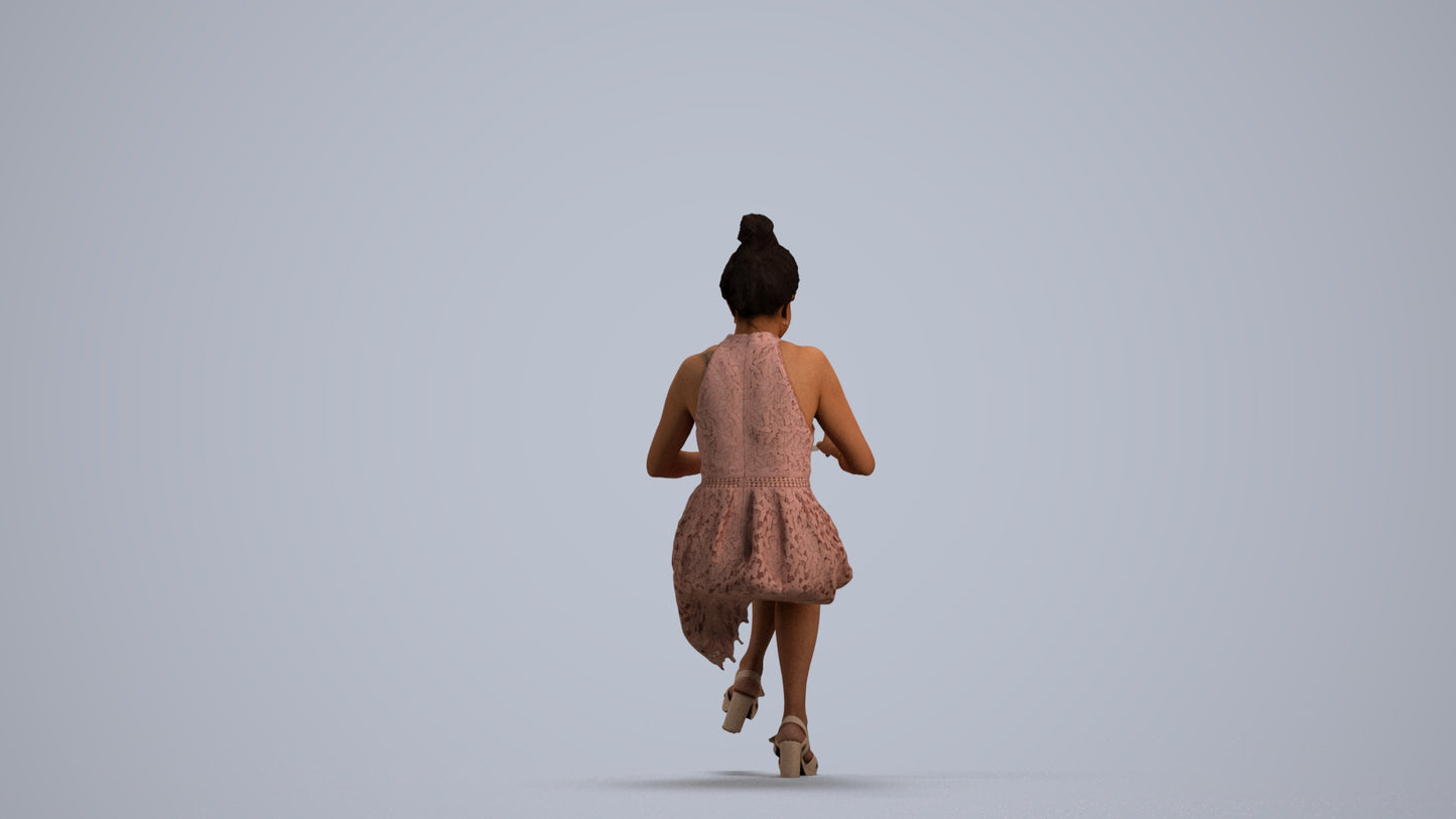 realistic 3D woman formal sitting, scanned archviz people for Blender and 3ds Max, front view render