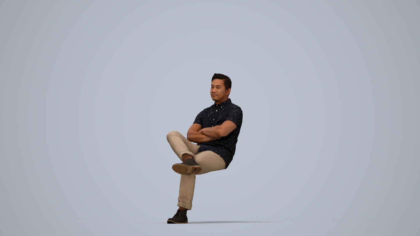 realistic 3D people man casual business, render-ready for V-Ray and Corona, FBX OBJ, top-down view render