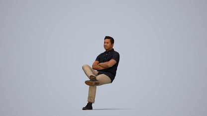 realistic 3D people man casual business, render-ready for V-Ray and Corona, FBX OBJ, top-down view render
