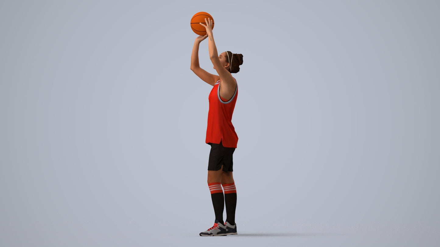 photogrammetry 3D woman sport, realistic human model archviz FBX, three-quarter view render