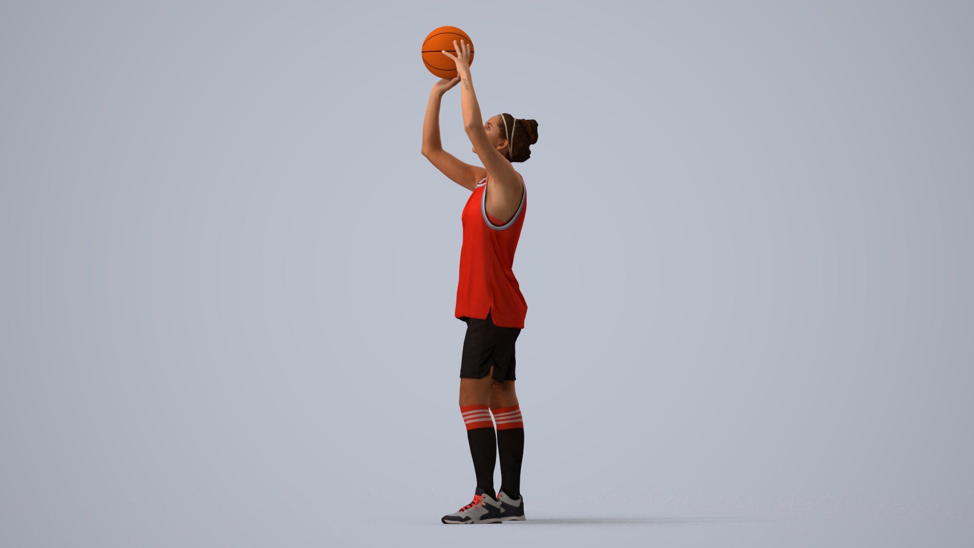 photogrammetry 3D woman sport, realistic human model archviz FBX, three-quarter view render