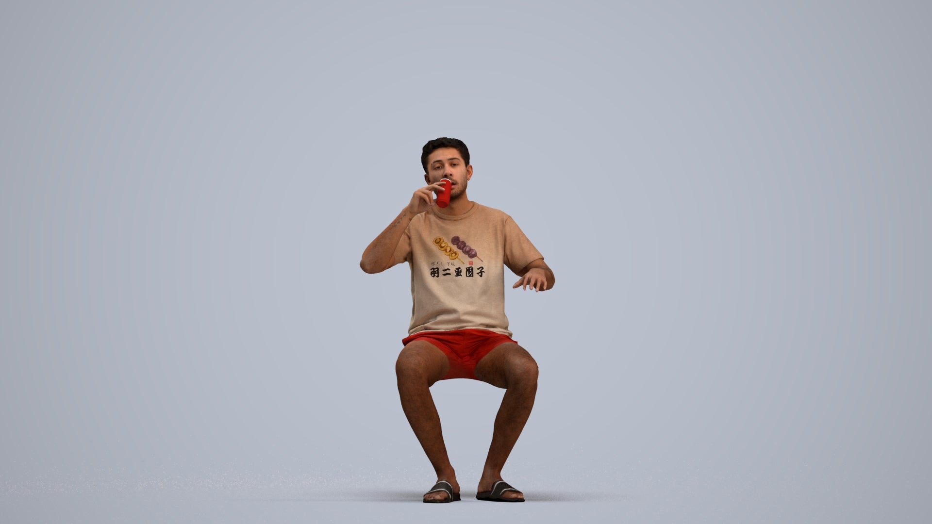 3D scanned man sitting casual, photorealistic archviz people for Enscape and SketchUp, standing pose render